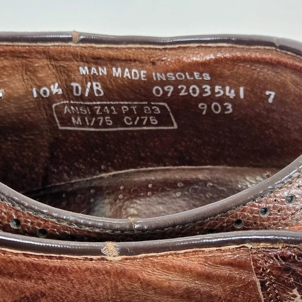 Vintage Men's Brown Leather Wingtip Oxford Dress Shoes Goodyear Welt Size 10.5 D
